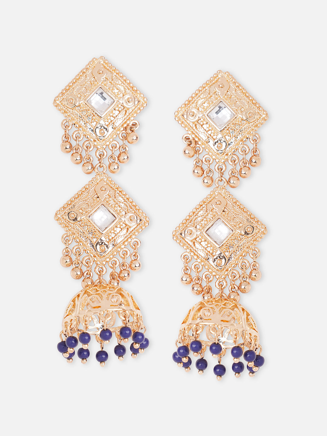 Buy Gold Forming Flower Design Red Stone Earring Bridal Wear Earring Online